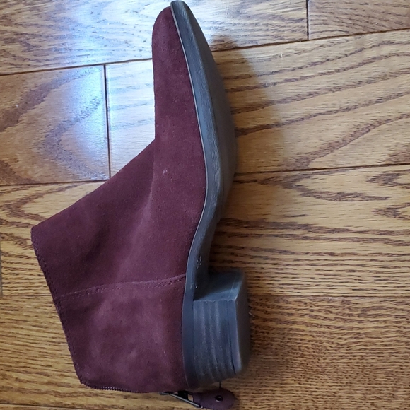 Lucky Brand Bremma Leather Maroon Suede Booties - Picture 5 of 8